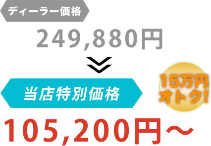 ディーラー価格249,880円がアトリエKだと105,200円～。15万円もお得！